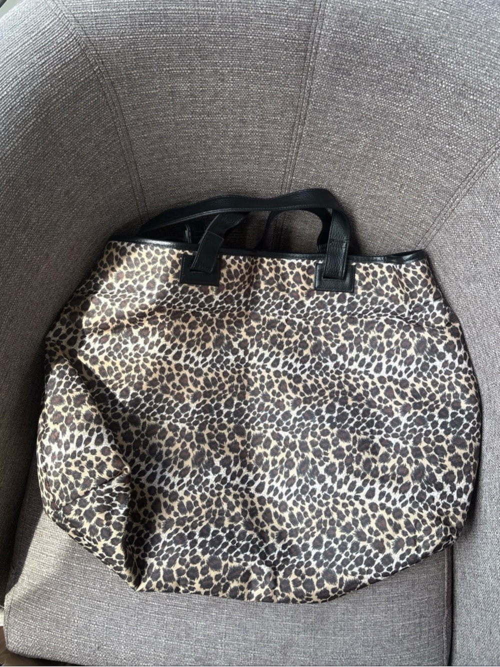 Frederick's of Hollywood Leopard Large Print Tote with Black Handles